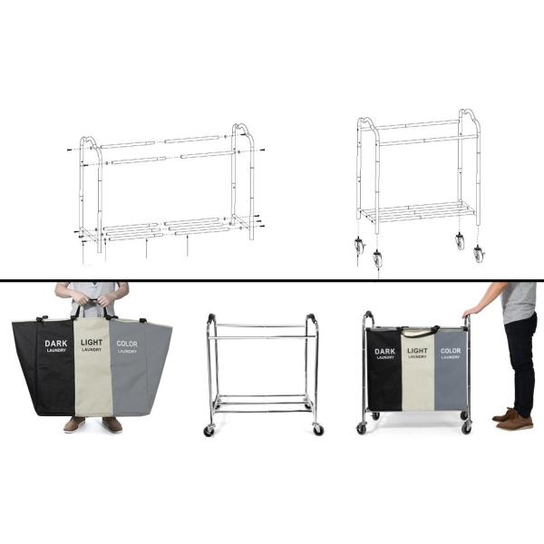 Laundry Bag, Foldable Laundry Sorter Basket, Multi Compartments, Bedroom Clothes Storage, Washing Basket