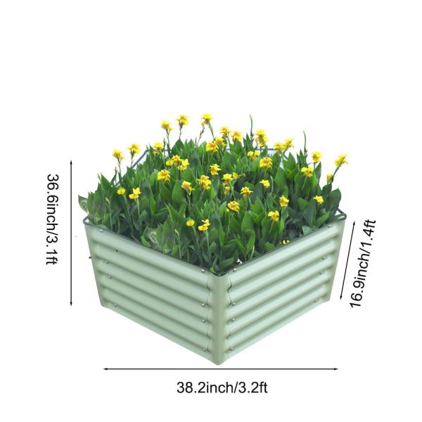 Durable 3.2x3x1.4 Ft Galvanized Raised Garden Bed Kit 17”Customizable