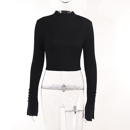 OEM maufactory Pure color street sweater farbic female slim turtlenecks long sleeve warm and base short casual wild top