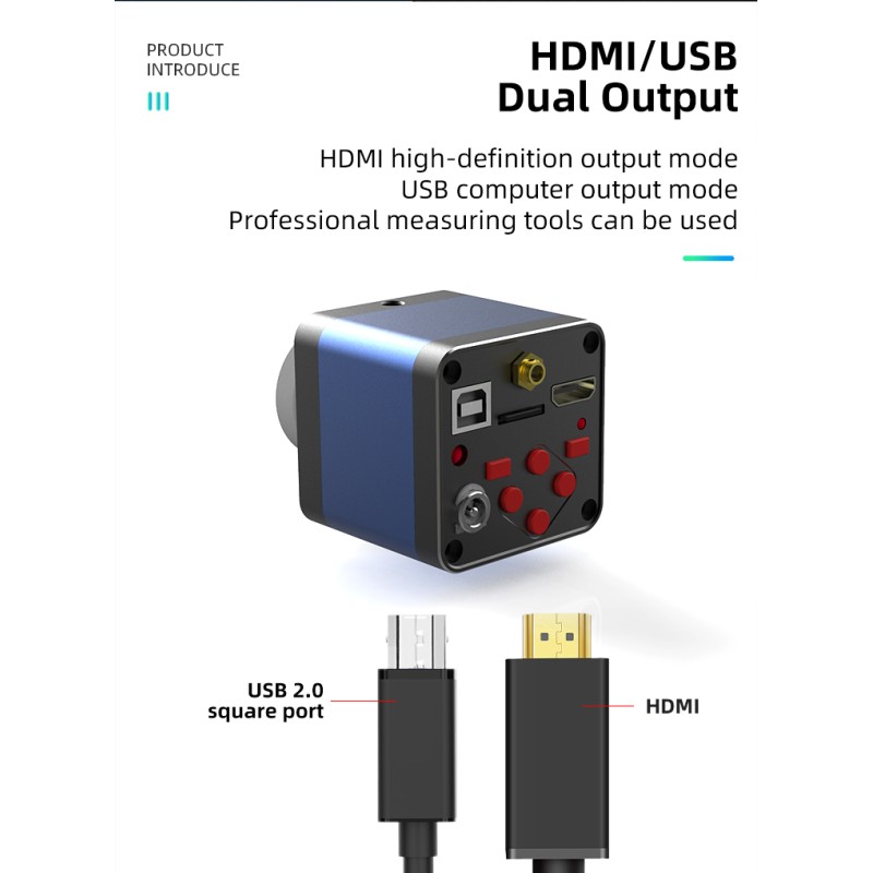 High Quality HD 1080P 20MP Electron Microscope Industrial Camera 20X Zoom 1/2.3 Inch USB 2.0 High Speed Measurement Camera