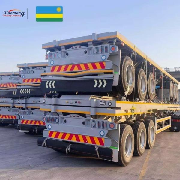 40ft 3 And 4axles 48ft 53ft Platform Flatbed Container Semi Trailer With Tractor Steel Floor 3-5mm Diamond Plate