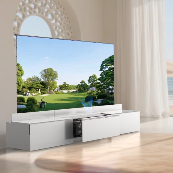 White Sliding TV Cabinet 100V - 240V TV Stand For UST Projector