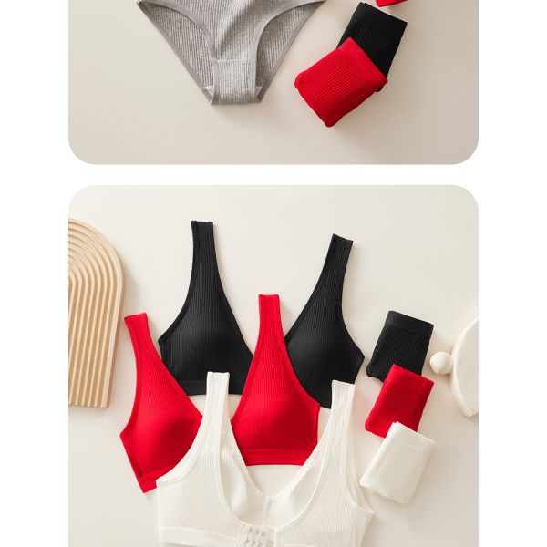 Wholesale One Piece Sports Bra Panty Set New Style Sport Style Ribbed Underwear Set for Women