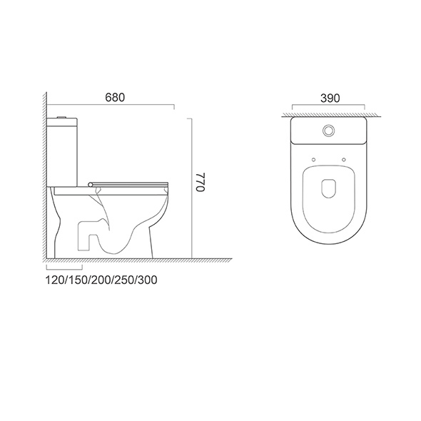 Compact Bathroom Sanitary Wares UF Two Piece WC Easy Cleaning