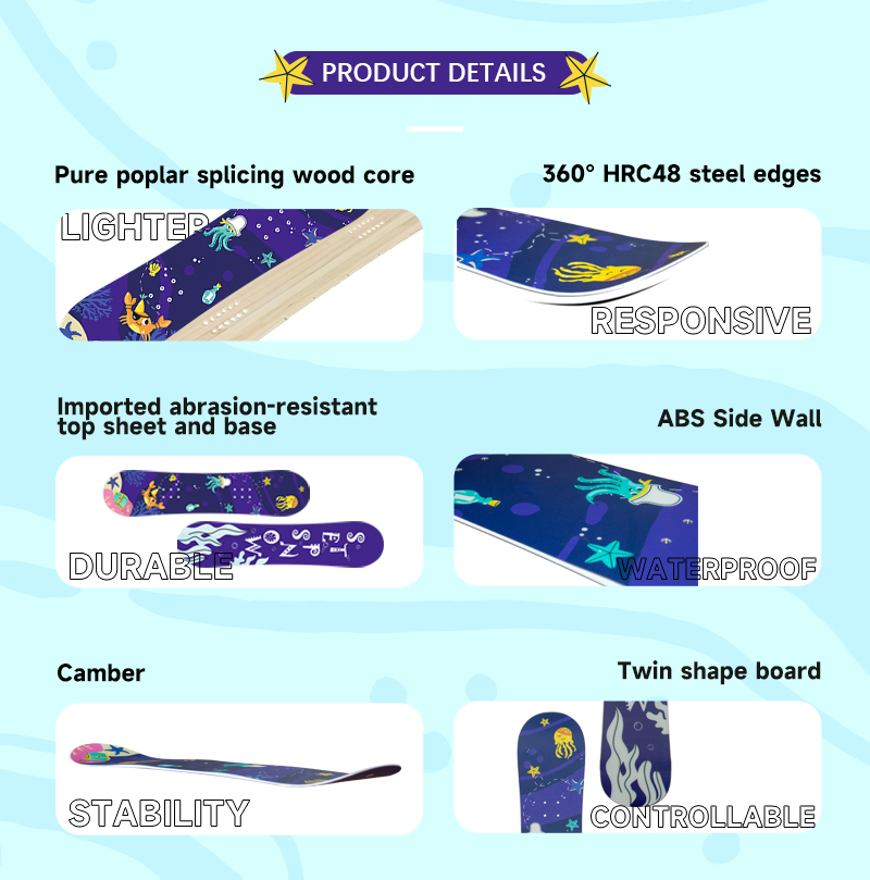 Customized Logo Snowboard Extruded PE Base All Mountain Terrain Snowboards Resort Child Lightweight