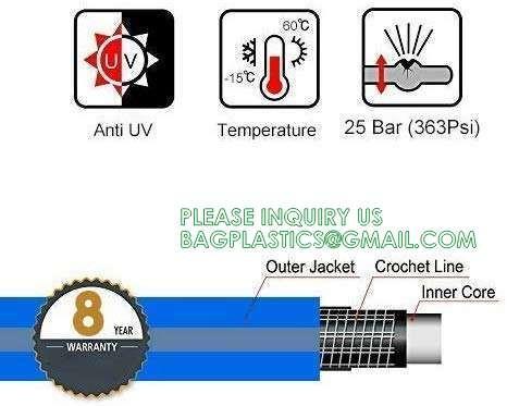 PVC All Weather Garden Hose 50m 3/4'' 4 Layers PVC Heavy Duty Garden Hose Flexible High Pressure Water Hose