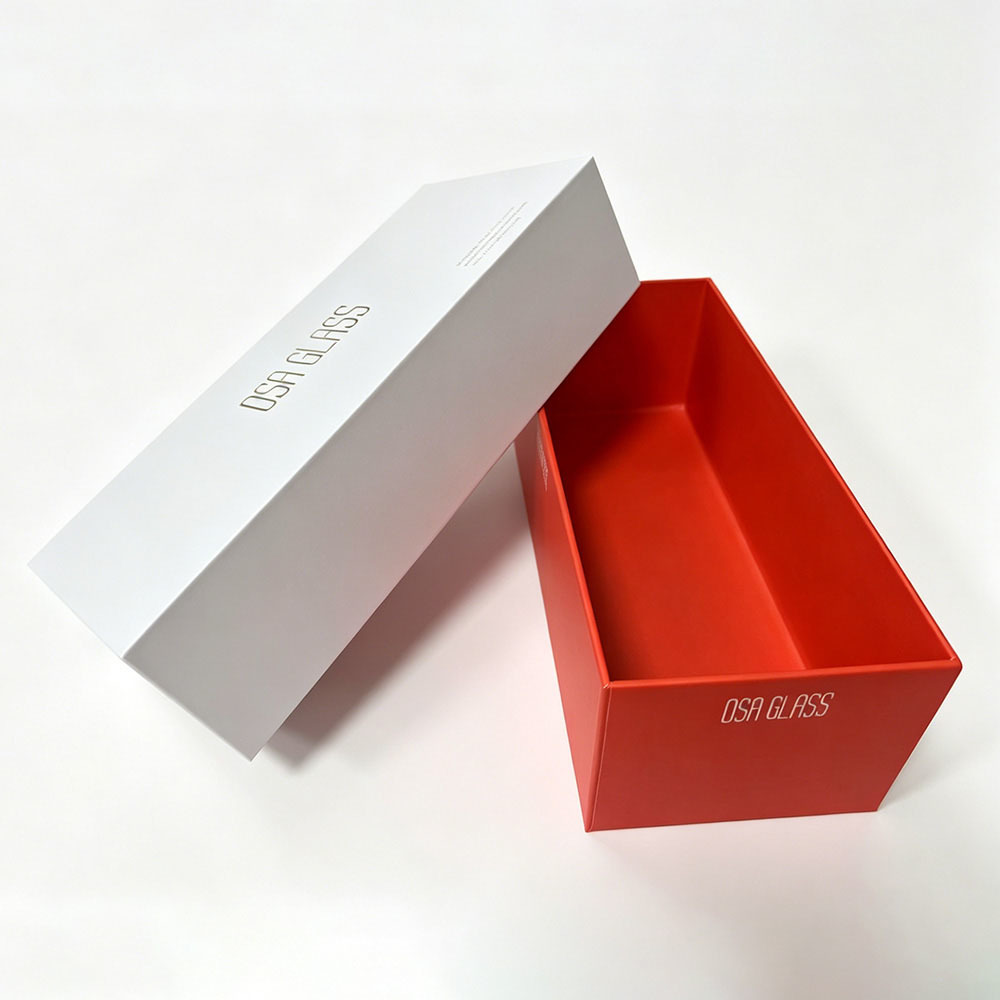 Long Rectangular Lid And Base Boxes Gold Foil Logo With Minimalist Exterior