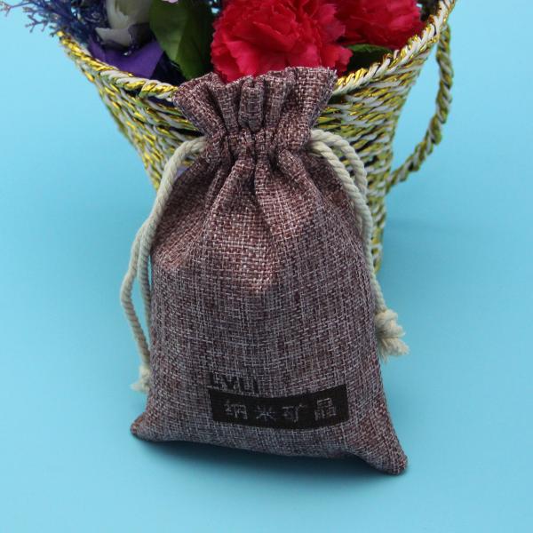 10x15cm Different Color Logo Printed Jute Drawstring Bag