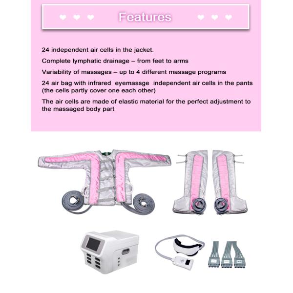 Máquina de terapia de belleza de equipo de presoterapia infrarroja con 24 bolsas de aire