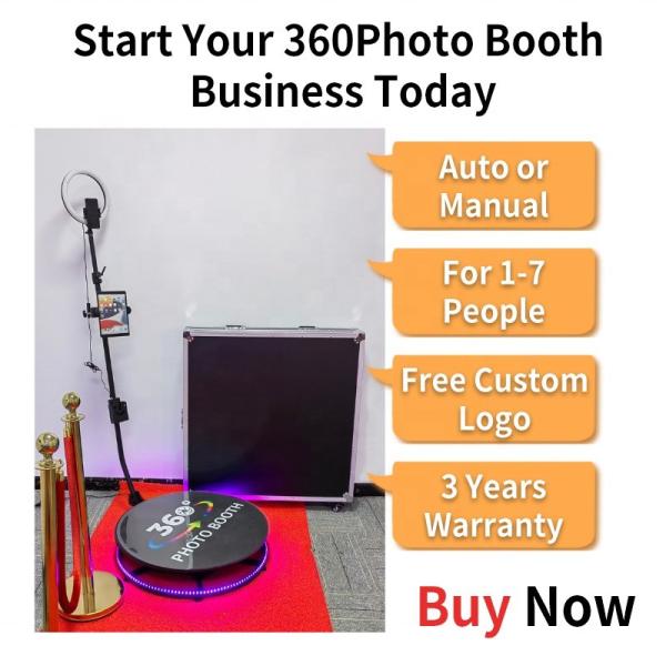 Stabler Strong Metal Tempered Glass 360 Photo Booth Perfeito para celebrações de aniversário