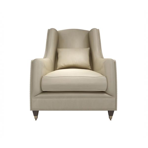 America Leisure style hotel sofa single set by Grey upholstered used wood legs with Copper decoration