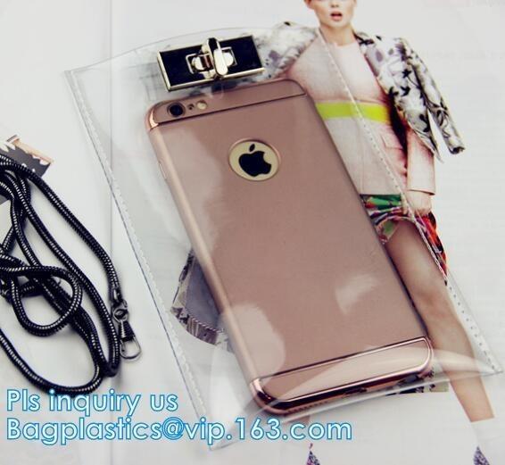 phone purse with cash holder phone case wallet with wrist coin purse, wallet with cell phone pocket, Clear PVC/Vinyl sho