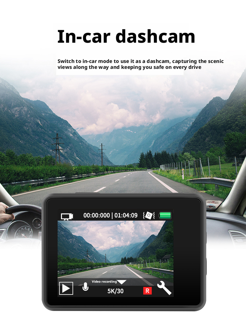 DLC Dual Screen 5K Sports Camera 30M Waterproof Wireless Remote Mic Car Dash Cam for Bicycle Motorcycle Diving Photography