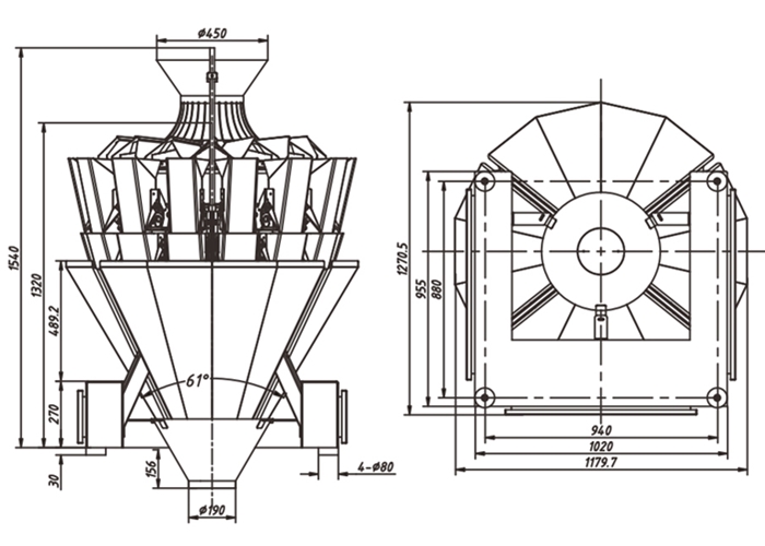 Weigher рыб 1420mm 50g 14 главный Multihead камсы