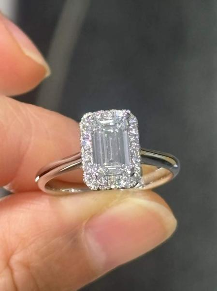 Platinum Engagement Ring Emerald Cut Lab Grown Diamond Rings 1ct Comes With IGI Certification