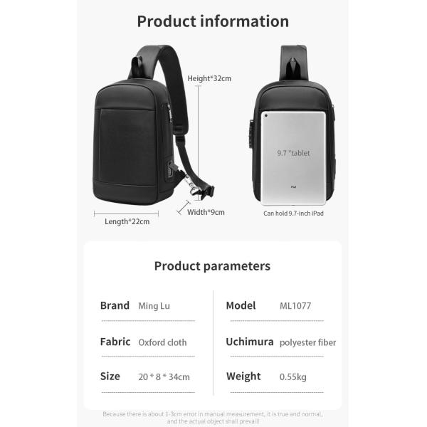 Nuevo logotipo personalizado Bolso de hombro multifuncional resistente al agua anti robo bolso de pecho hombre bolso de eslingas