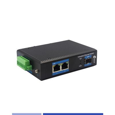 Industrial Fiber Media Converter 10/100/1000M 1 SFP with 2 RJ45 port Singlemode SMF Duplex 1310nm 20KM