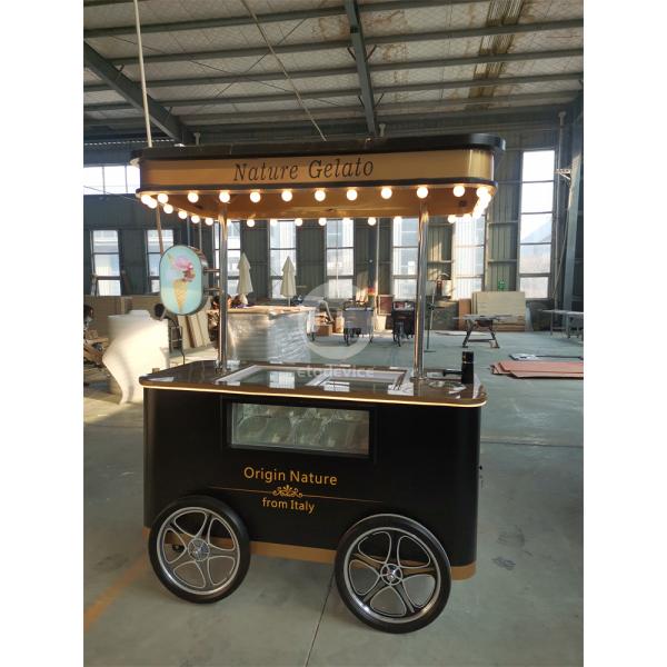 Fast Food Mobile Cart for Ice Cream Cold Drink Snack Trolley Gelato Ice Cream Cart