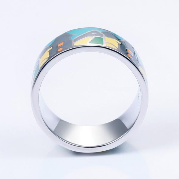 Custom Enamel Jewelry Colorful Ring Russia Fashion Jewelry 92 Sterling Silver Ring
