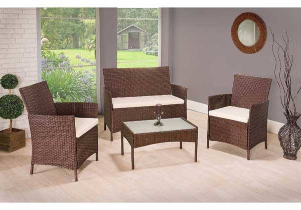 4 Pieces Rattan Wicker Outdoor Furniture Sofa Patio Set With Cushion