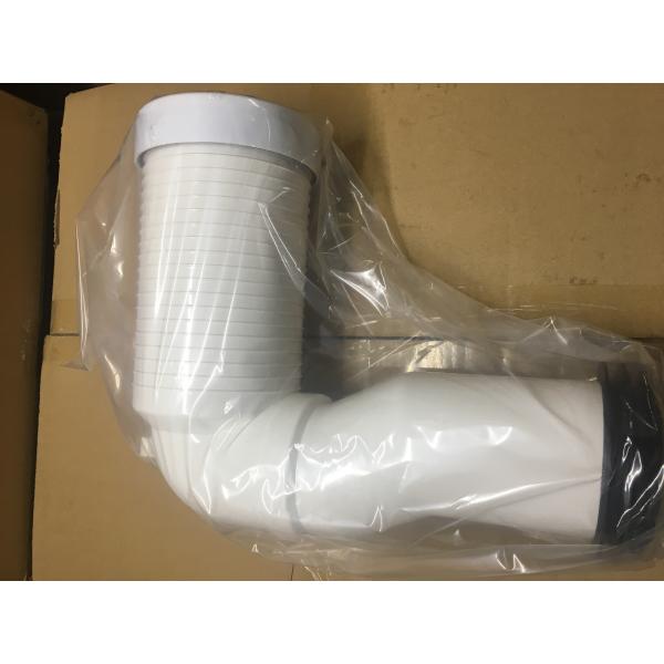 Bent White PVC Toilet Drain Pipe Connector With Screw / Nut / Iron Plate