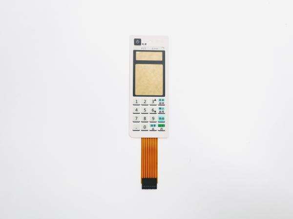 Circuitería de membrana de interruptor de teclado de control médico con circuito impreso flexible que presenta longevidad del conductor de plata impresa