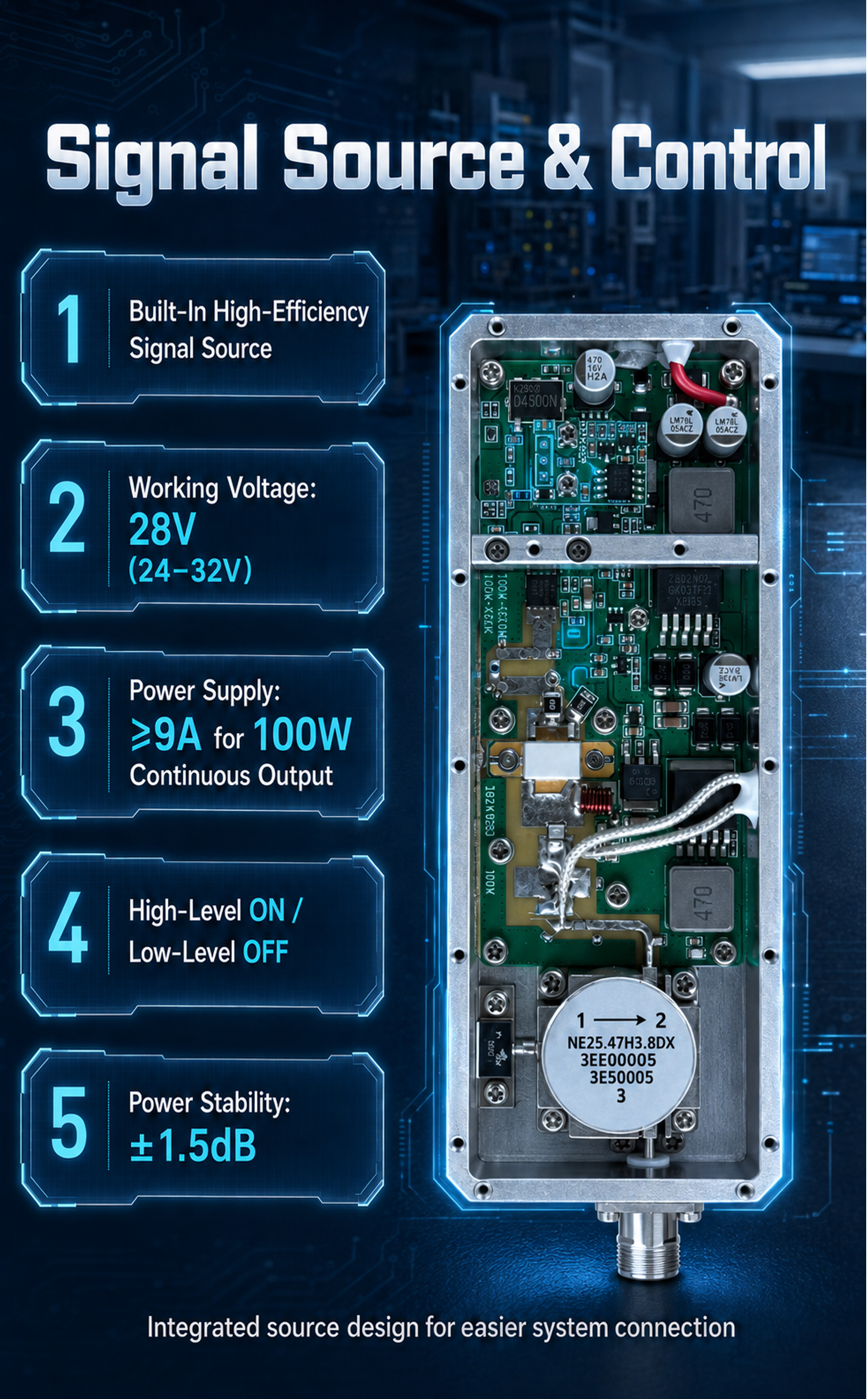 LDK-TZ-KGAN 100W GaN RF Amplifier Module 100-400/200-400/400-700/700-1020MHz With Signal Source