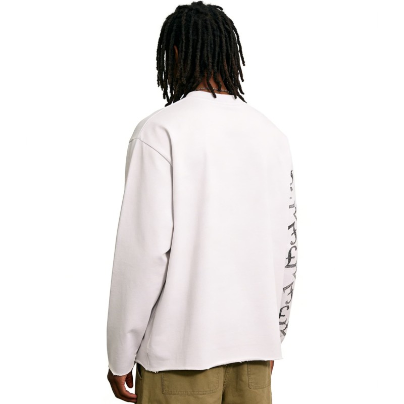 Custom Oversized Graphic Long Sleeve T Shirt Raw Edge Hem Streetwear