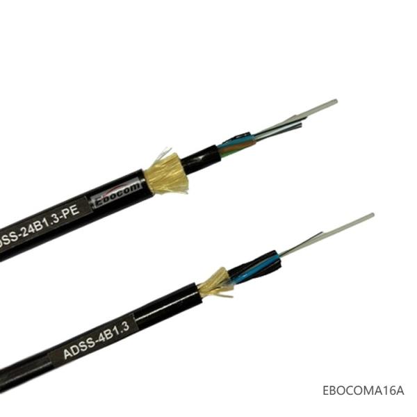 Aerial 36 Core ADSS Fiber Optic Cable Single Mode G652D PE/AT Jacket 100-200m Span for High Voltage Power Line