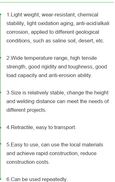 Емкость нагрузки пластикового стабилизатора подъездной дороги гравия Геоселл Хдпе хорошая, чернота, зеленый цвет, зарывает желтый цвет