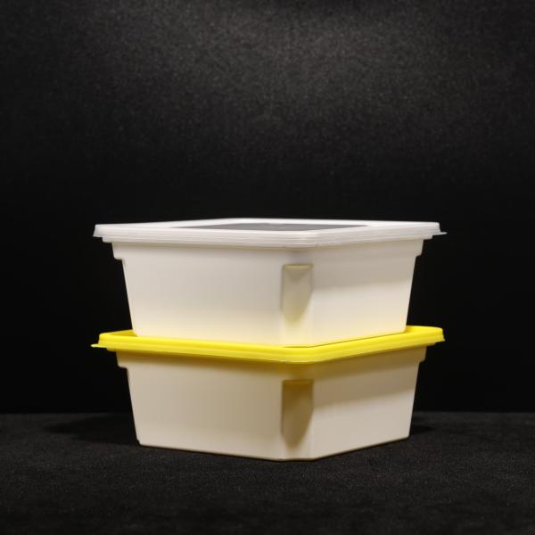 Repositório de alimentos rectangular transparente em empilhadeira com tampão de arranque (720 ml) para alimentos