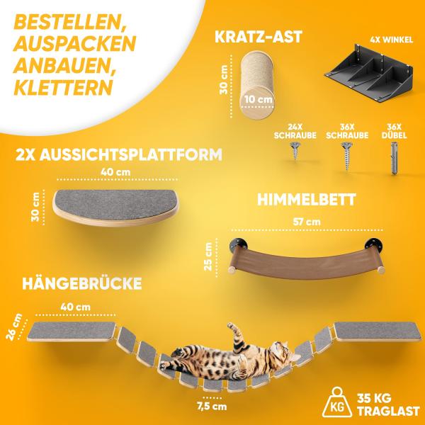 Diy ‎5 Pieces Cat Climbing Wall Shelves Allergen Free Modern Pet Furniture