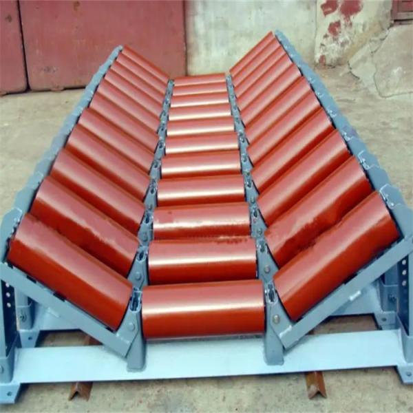 Heavy Duty Troughing Idler Roller Conveyor Belt Components For Mining Material Handling