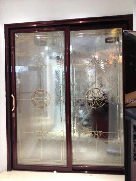 decorative glass panels in French door/wooden  door