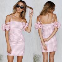 verão enrugado de 2018 vestidos das mulheres do guingão do rosa da luva da roupa nova das chegadas
