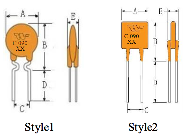 Yellow PPTC PTC Resettable Fuses 60/72v Series For  Industrial Controls