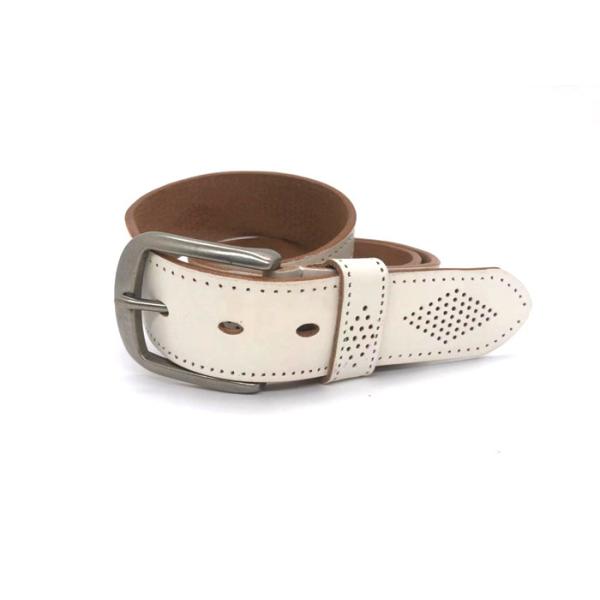 White 1-1/2“ Mens Casual Leather Belt With Logo Custom