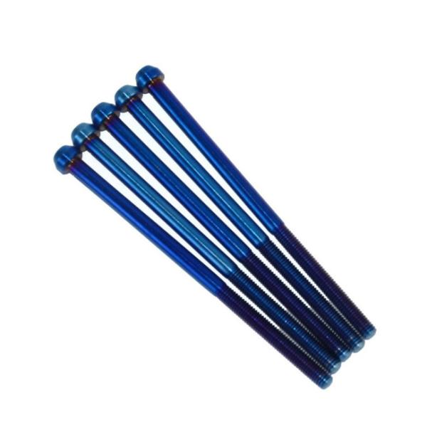 M6 * 90 Grade 5 Titanium Race Parts Cnc Machined Titanium Bolt Blue Color