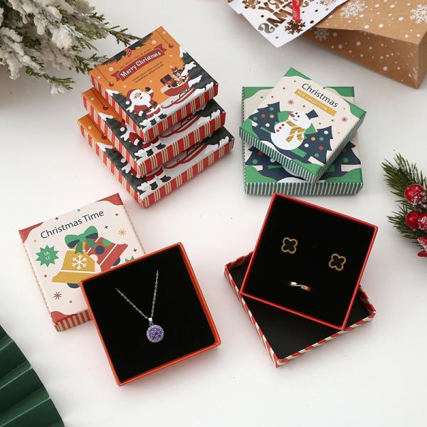 Boîtes cadeaux de bijoux de Noël emballage exquis pour colliers avant Noël créatif