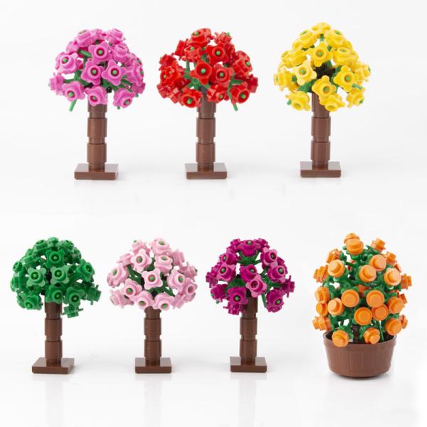 MOC city accessories building blocks garden tree green bush flowers grass plants building block