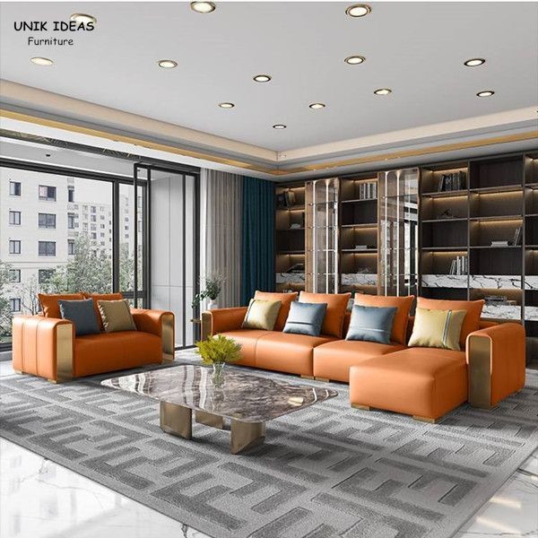 Роскошные кожаные современные кресла соф живущей комнаты секционные с Recliners Брауном