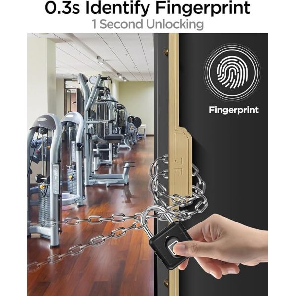 IP67 Waterproof USB Rechargeable Security Smart Fingerprint Padlock Zinc Alloy+ABS 304 Stainless Steel Shackle Eco-Friendly Tuya