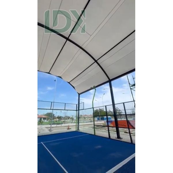 Galvanized Steel Padel Court With Roof Customized Fixed Roof Covered Padel Tennis Court