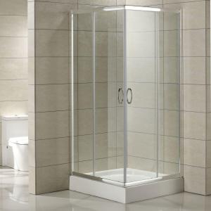 Os dois compartimentos de vidro transparentes do chuveiro da porta esquadram 900