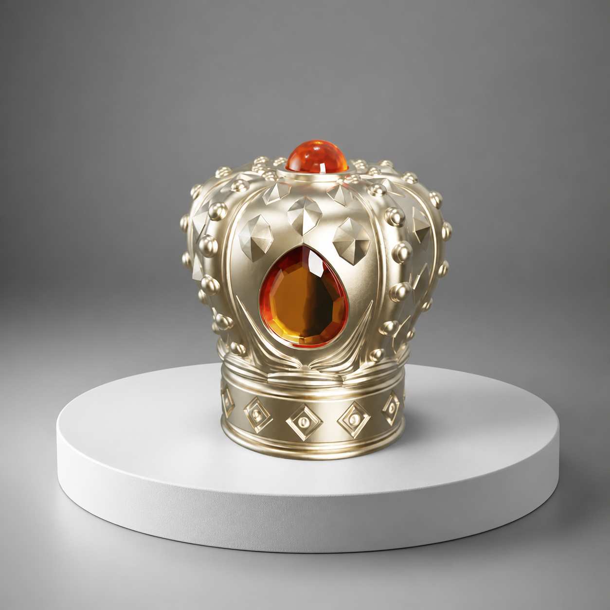Luxury Gem‑Inlaid Crown Zamac FEA15 Perfume Cap, Gold‑Plated Zinc Alloy Decorative Bottle Top