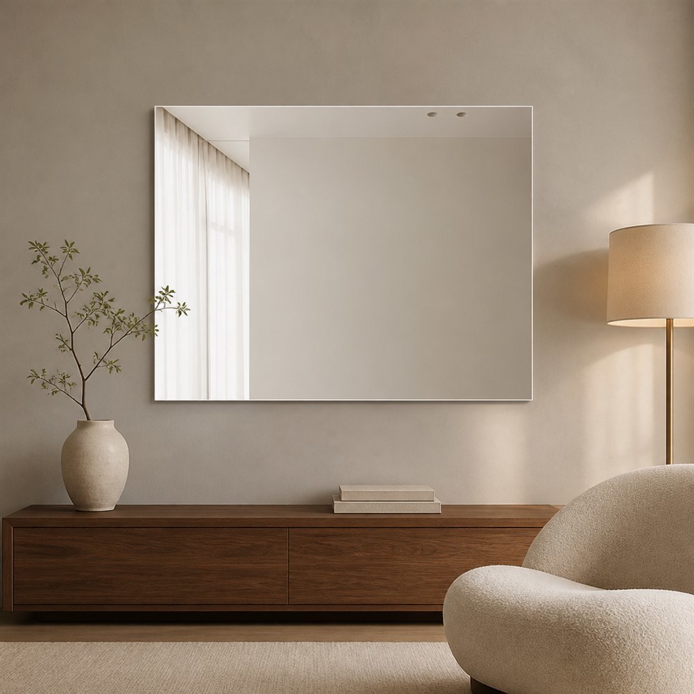 Ultra-Slim Frameless LED Bathroom Mirror with 5mm Copper-Free Silver Glass and Beveled Edge