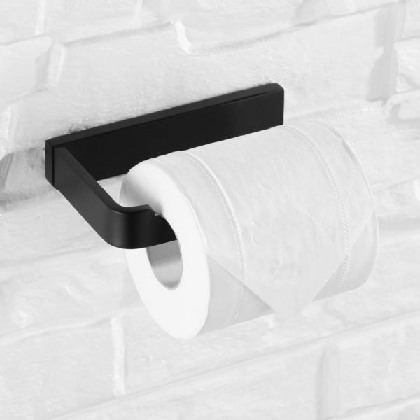 Matte Black Wall Mounted Toilet Roll Storage Durable  For Home Hotel