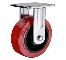 4x2, 5x2,6x2,8x2 Red PU Swivel Heavy Duty  Caster with brake China factory castor wheels manufacturer and exporter