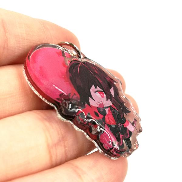 Custom Translucent Acrylic Anime Double Sided Different Printing Charms,Shaped Acrylic KeychainWith Phone Strap