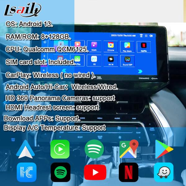 Módulo de atualização Android OEM Lsailt para Harrier Venza Toyota 2022 - Interface multimídia Android de 12,3 polegadas com YouTube, NetFlix
